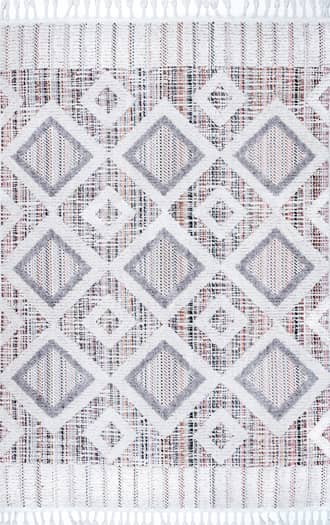 Pink 2' x 3' Shaggy Checkered Tiles Tassel Rug swatch
