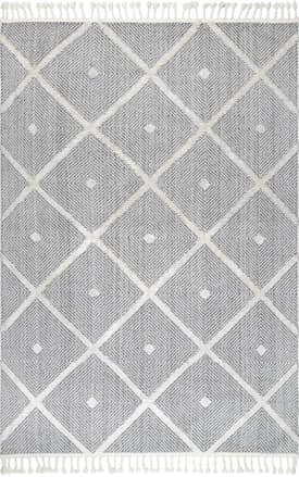Gray 2' 6" x 6' Zenful Pip Tiles Tassel Rug swatch