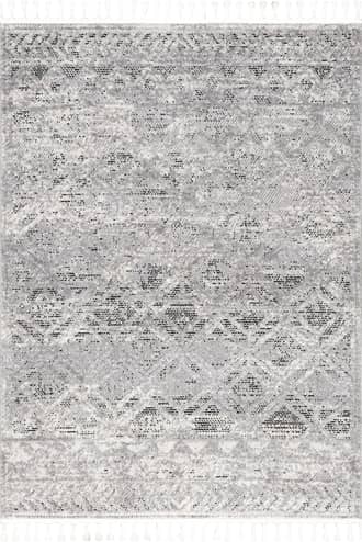 Silver 6' Shaggy Lattice Tassel Rug swatch