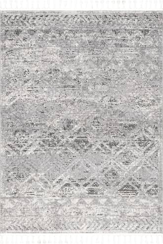 Silver 12' x 15' Shaggy Lattice Tassel Rug swatch