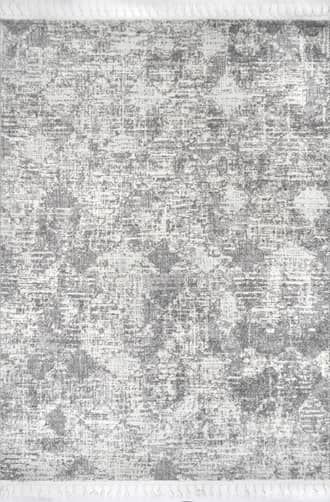 Light Grey Textured Herringbone Tasseled Rug swatch
