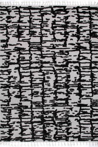Black Textured Abstract Tasseled Rug swatch