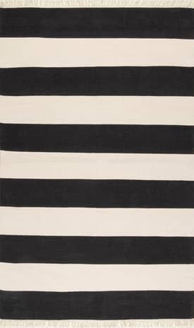 Black 6' x 9' Awning Striped Flatweave Tassel Rug swatch