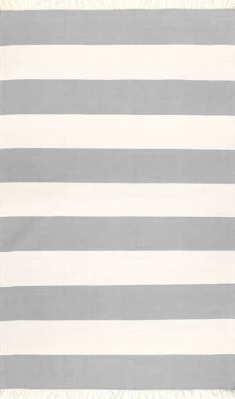 Grey 2' 6" x 10' Awning Striped Flatweave Tassel Rug swatch