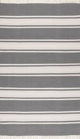 Dark Gray Bengal Striped Flatweave Tassel Rug swatch