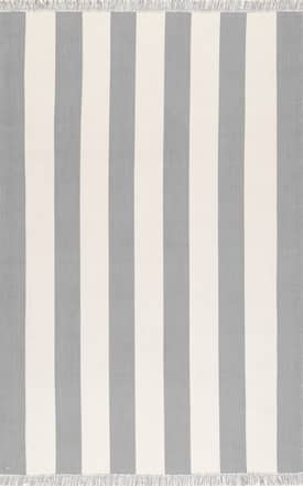 Gray Wide Striped Flatweave Tassel Rug swatch