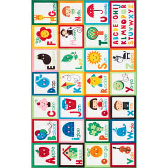 Multicolor 8' x 10' Alphabet Block Cartoons Rug swatch