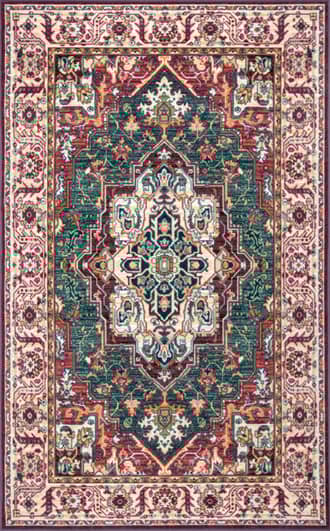 Printed Floral Cartouche Medallion Rug primary image