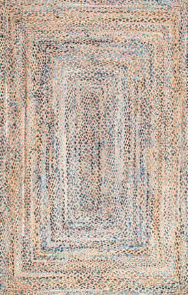 Blue 7' 6" x 9' 6" Hand Braided Twined Jute And Denim Rug swatch