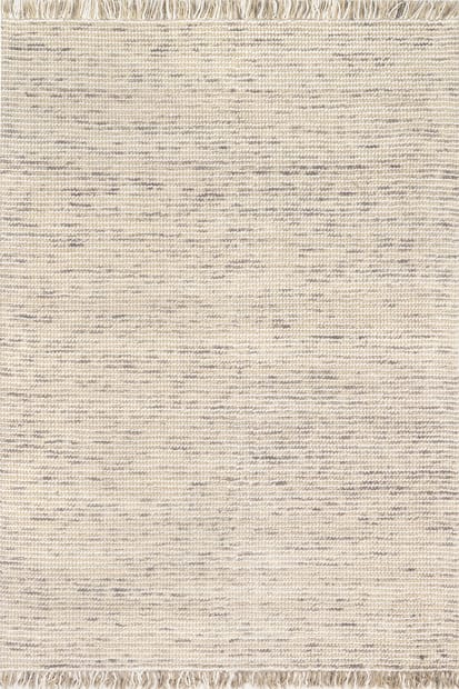 Beige Felted Wool Tasseled Area Rug