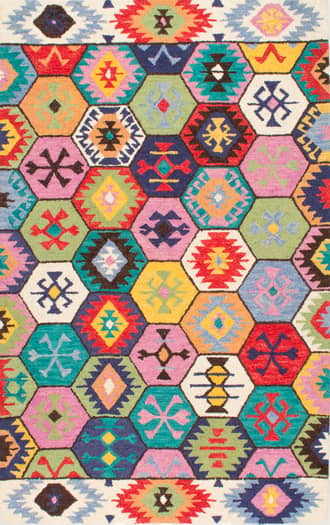 Multicolor 4' x 6' Kaleidoscope Wool Rug swatch