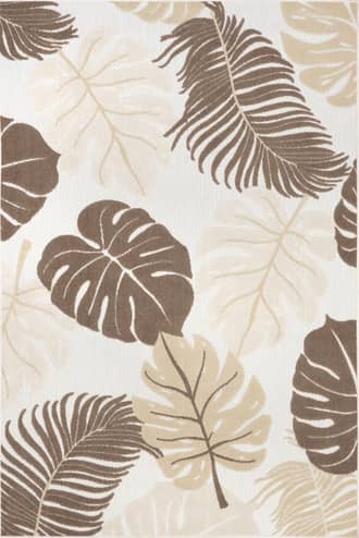 Beige 6' 7" x 9' Valentina Leaves Indoor/Outdoor Rug swatch