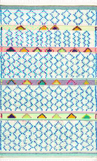 Ivory Raised Diamond Trellis Shag Rug swatch