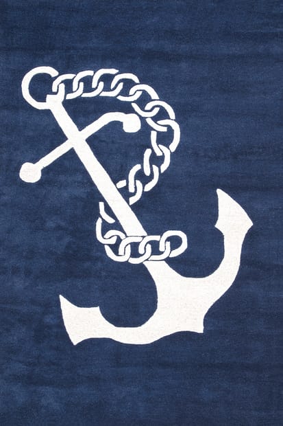 Tuscan Nautical Anchor Navy Rug