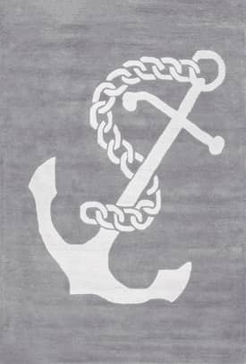 Gray 5' x 8' Nautical Anchor Rug swatch