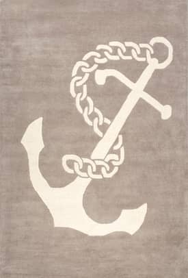 Beige 5' x 8' Nautical Anchor Rug swatch
