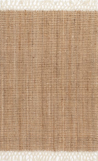 Contemporary Area Rug Braided Wavy Chevron Tassel Mats Jute Fringe Natural Rugs