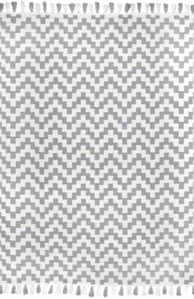 Gray 4' x 6' Flatwoven Chevrons with Tassels Rug swatch
