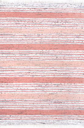 Pink 6' x 9' Flatwoven Mottled Stripes with Tassels Rug swatch