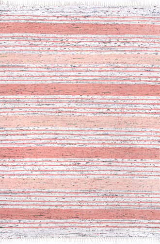 Pink 4' x 6' Flatwoven Mottled Stripes with Tassels Rug swatch