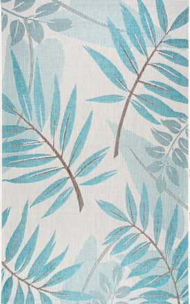 Turquoise Modern Leaves Indoor/Outdoor Rug swatch