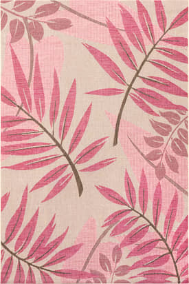 Pink 6' 3" x 9' Modern Leaves Indoor/Outdoor Rug swatch