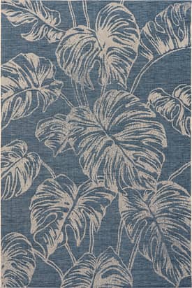Blue Palm Leaves Indoor/Outdoor Rug swatch