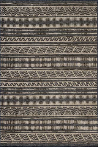 Charcoal 6' 7" x 9' Banded Striped Indoor/Outdoor Rug swatch