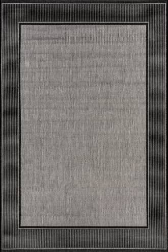 Grey 8' x 10' Monochrome Bordered Indoor/Outdoor Rug swatch