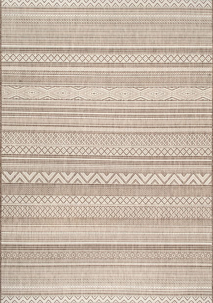 Indoor Outdoor Tribal Bands Beige Rug, Tribal Print Area Rugs 8×10