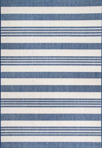 Blue 2' x 12' Regency Stripes Indoor/Outdoor Rug swatch