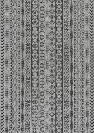 Grey 2' x 8' Striped Tribal Indoor/Outdoor Rug swatch