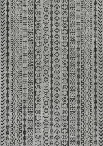 Gray 8' Striped Tribal Indoor/Outdoor Rug swatch
