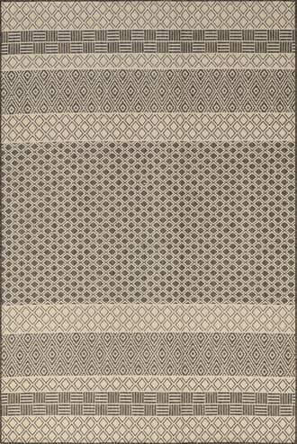 Light Grey 8' x 10' Striped Lattice Indoor/Outdoor Rug swatch