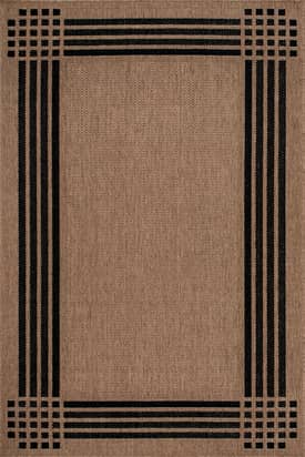 Brown Striated Bordered Indoor/Outdoor Rug swatch