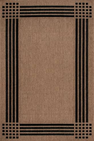Brown 5' x 8' Striated Bordered Indoor/Outdoor Rug swatch