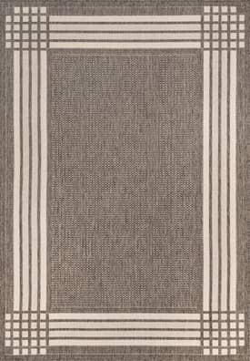 Gray 8' x 10' Striated Bordered Indoor/Outdoor Rug swatch