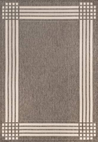Grey 5' x 8' Striated Bordered Indoor/Outdoor Rug swatch