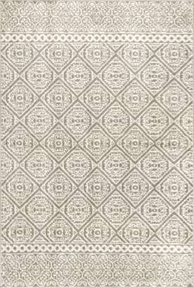 Gray Floral Tiles Rug swatch