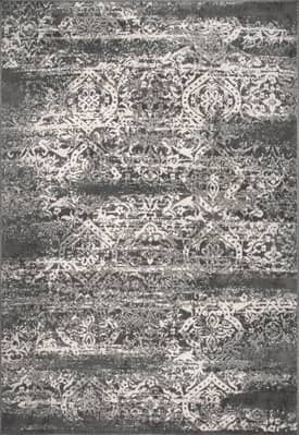 Dark Gray 3' x 5' Withered Floral Rug swatch