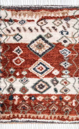 Red 10' x 14' Moroccan Diamond Shag With Tassels Rug swatch