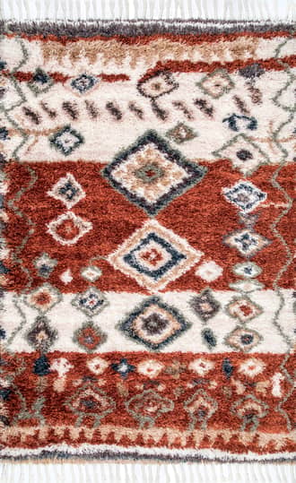Red 11' x 15' Moroccan Diamond Shag With Tassels Rug swatch