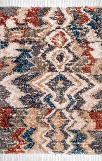 Multicolor 6' 7" x 9' Moroccan Zag Shag With Tassels Rug swatch