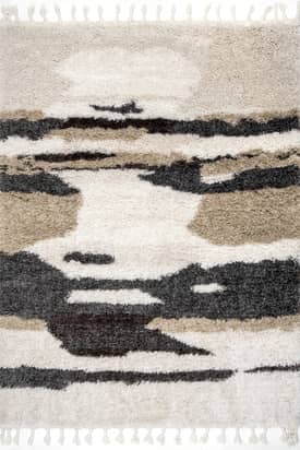 Beige Abstract Cloud Shag with Tassel Rug swatch