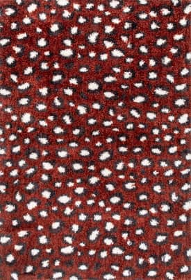 Red 2' 8" x 8' Leopard Spotted Shag Rug swatch