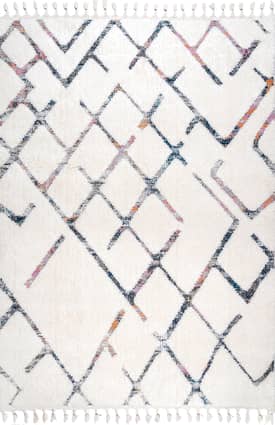 Ivory Ruffled Tiles Shag Rug swatch