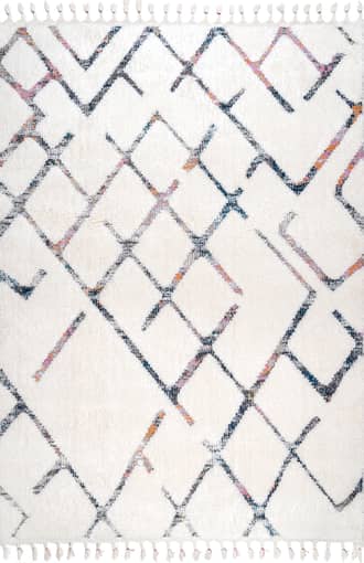 Ivory Ruffled Tiles Shag Rug swatch