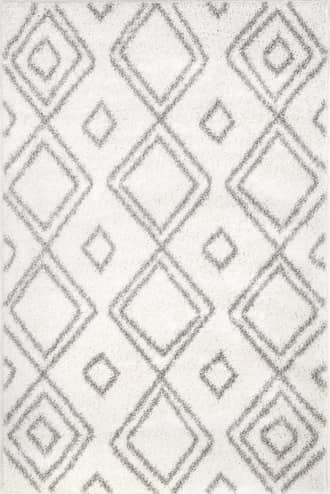 White 5' 3" Double Diamond Shag Rug swatch