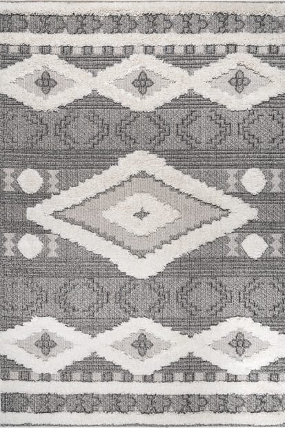 Limber Pine Louise Raised Diamond Gray Rug, Tribal Print Area Rugs 8×10