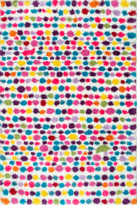 Multi 8' x 10' Kids Dotted Striped Shag Rug swatch